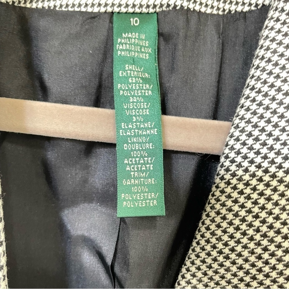 Lauren Ralph Lauren Houndstooth black and white Blazer 10 - Picture 8 of 13